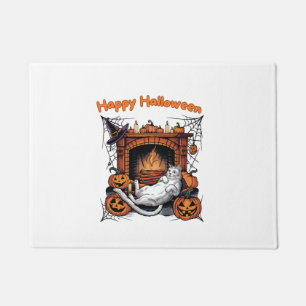Felpudo Feliz Bruja de felino de Halloween