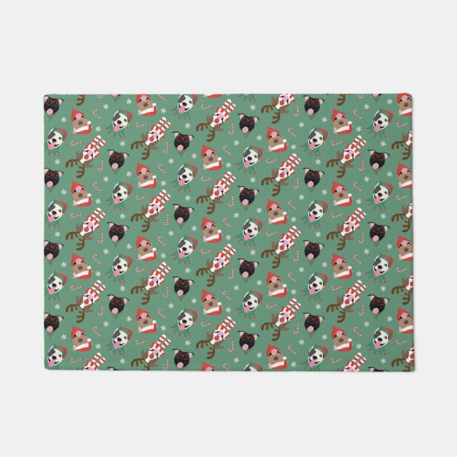 Felpudo Feliz Bulldog navideño (Anverso)