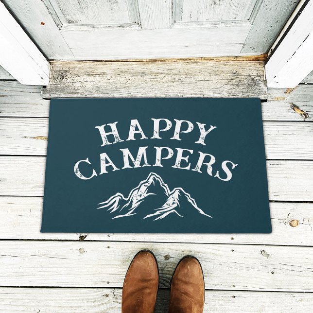Felpudo Feliz Campers Mountain Adventure Camping Verde azu (Subido por el creador)