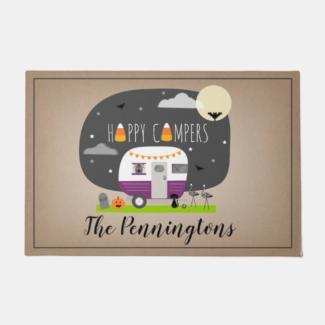 Felpudo Feliz campista de Halloween RV (Anverso)