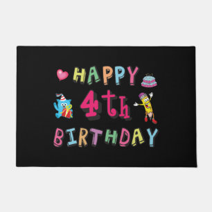 Felpudo Feliz cuarto cumpleaños. 4 años al día.