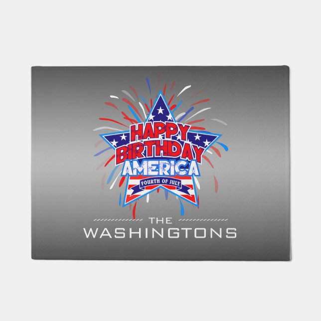 Felpudo Feliz cumpleaños, Estados Unidos, 4 de julio en GR (Anverso)