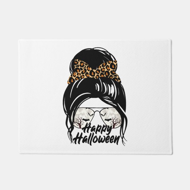 Felpudo Feliz Día de Halloween 2021 Halloween Leopard Mom (Anverso)