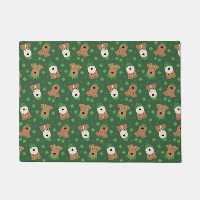 Felpudo Feliz Día de San Patrón Perros de la Fox Terrier (Anverso)