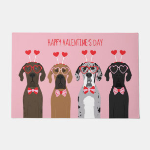 Felpudo Feliz Día de San Valentín grandes perros daneses