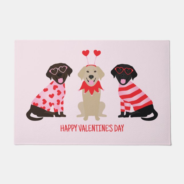 Felpudo Feliz Día de San Valentín Labrador recuperar perro (Anverso)