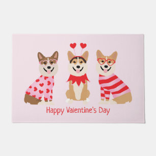 Felpudo Feliz Día de San Valentín Pembroke Welsh Corgi Per