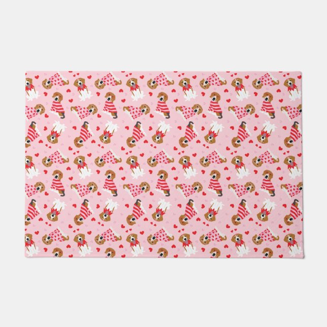 Felpudo Feliz Día de San Valentín Perros Beagle (Anverso)