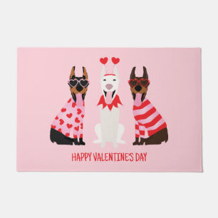 Felpudo Feliz Día de San Valentín Perros Dobermann