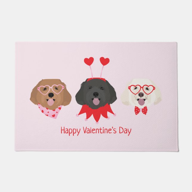 Felpudo Feliz Día de San Valentín Perros Maltipoo (Anverso)