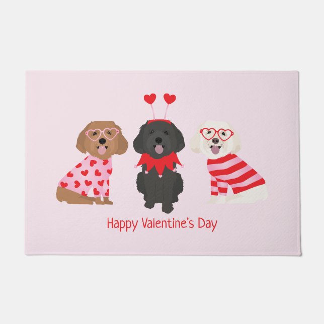 Felpudo Feliz Día de San Valentín Perros Maltipoo (Anverso)