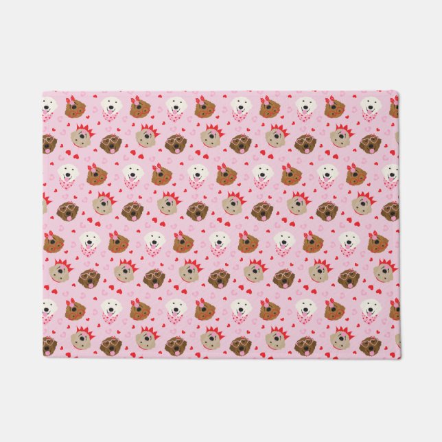 Felpudo Feliz Día de San Valentín Perros recuperadores de  (Anverso)