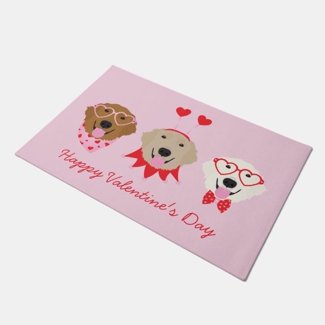 Felpudo Feliz Día de San Valentín Perros recuperadores de  (Angular)