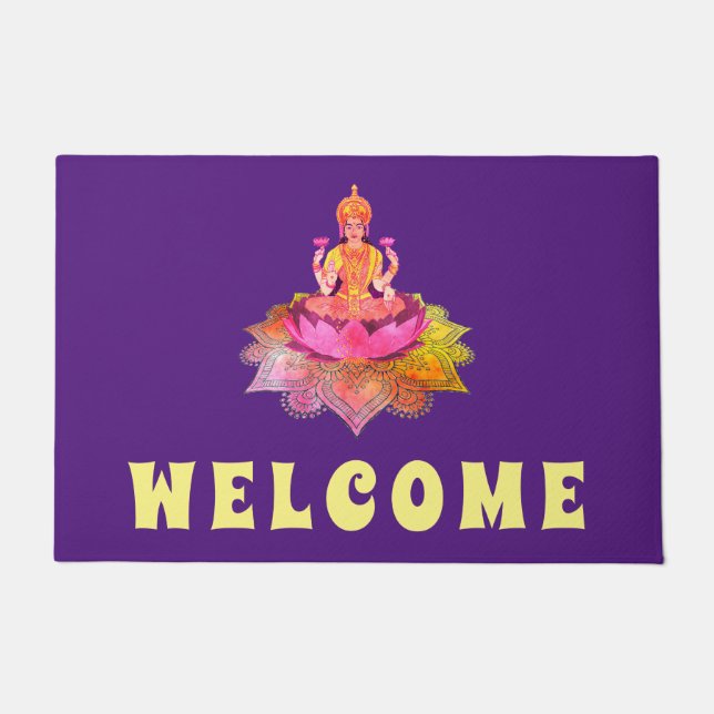 Felpudo Feliz Diwali - Diosa Deepalavi Lakshmi 4 (Anverso)
