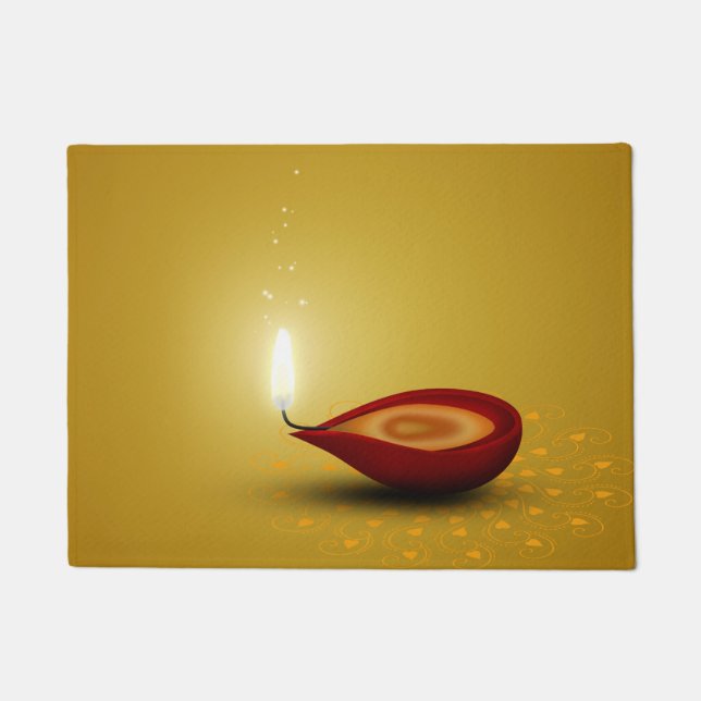 Felpudo Feliz Diwali Diya - Doormat (Anverso)