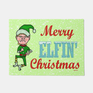 Felpudo Feliz duende Elfin divertido del día de fiesta de