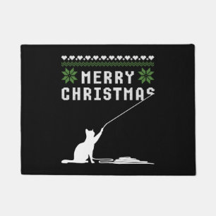 Felpudo Feliz gato navideño suéter feo