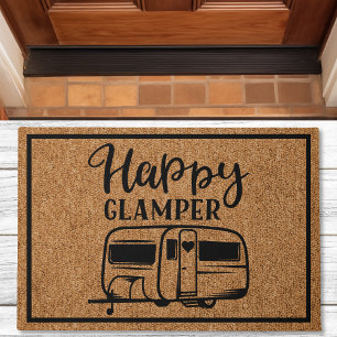 Felpudo Feliz Glamper Rústico Camping Familiar Personaliza
