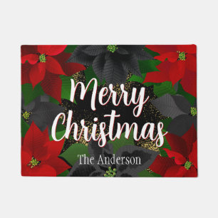 Felpudo Feliz Gótico navideño Poinsettias