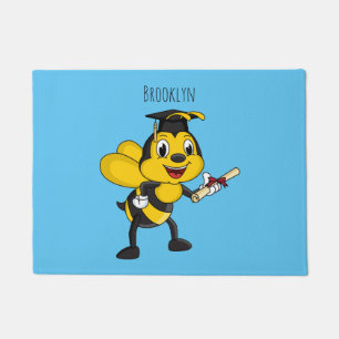Felpudo Feliz graduación de abejas personalizados