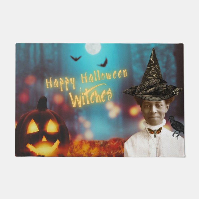 Felpudo Feliz Halloween Brujas Collage (Anverso)