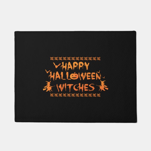 Felpudo Feliz Halloween brujas divertidas Pun Witch Hallow (Anverso)