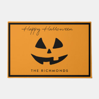 Felpudo Feliz Halloween Cara de Calabaza Personalizada
