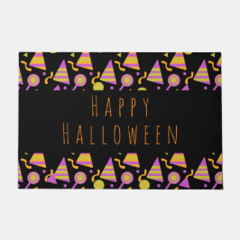 Felpudo Feliz Halloween Caramelo Patrón Neón Alfombrilla