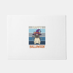 Felpudo Feliz Halloween French Bulldog Bruja Telaraña Ca