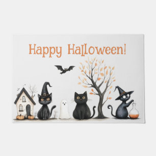 Felpudo "Feliz Halloween" lindo gatos negros