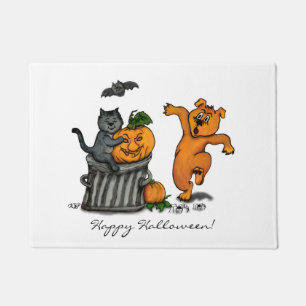 Felpudo ¡Feliz Halloween! Perro de gato y araña