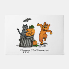 Felpudo ¡Feliz Halloween! Perro de gato y araña
