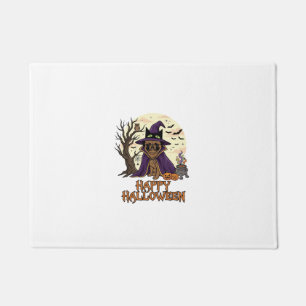 Felpudo Feliz Halloween Pug Sombrero de Bruja Caldero Cala