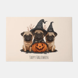 Felpudo Feliz Halloween Pugs Jack O Lanterns