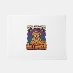 Felpudo Feliz Halloween Retriever Dorado Sombrero de Bruja