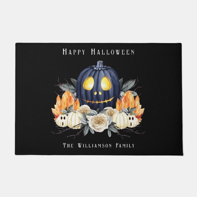 Felpudo Feliz Halloween Spooky Samhain Pumpkins Crystals (Anverso)