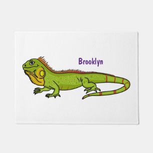 Felpudo Feliz ilustracion personalizado de iguana verde