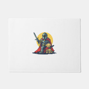 Felpudo Feliz Knight con perro para adultos y niños divert