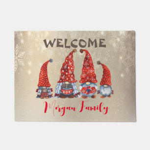Felpudo Feliz Navidad,Adorables Gnomos Copos de Nieve