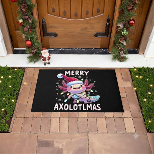 Felpudo Feliz Navidad Ajolote Luces Arbol de Ajolote