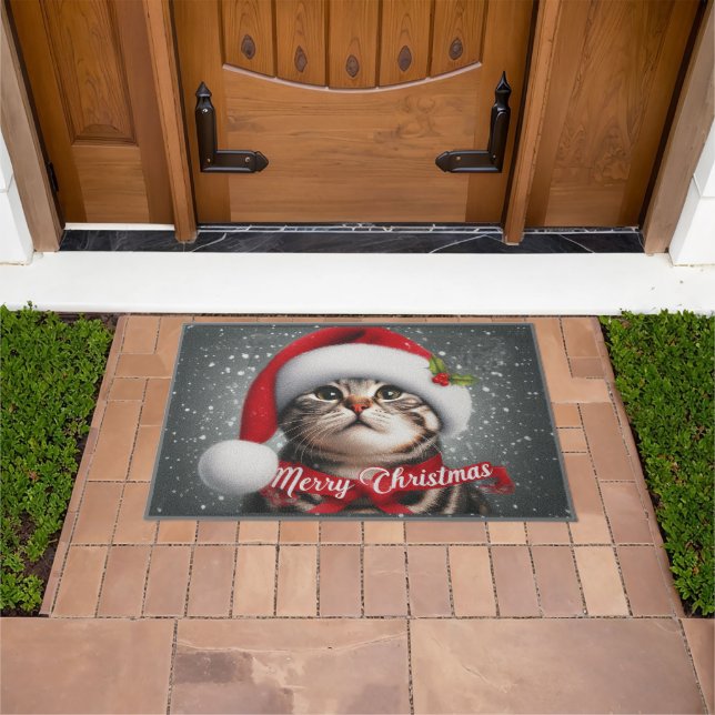 Felpudo Feliz Navidad American shorthair Cat, Santa Cat (Exterior)