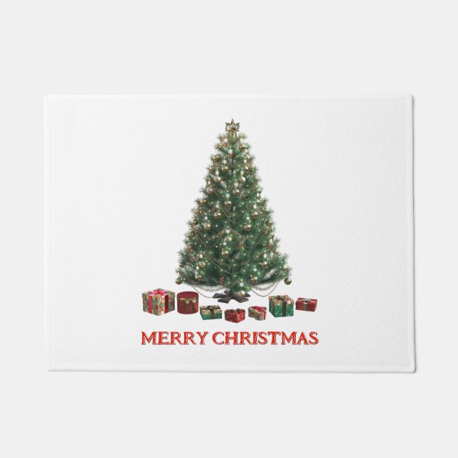Felpudo Feliz Navidad. Árbol (diseño 1) con regalos (Anverso)