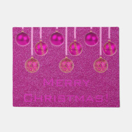 Felpudo Feliz Navidad Baubles Hot Pink Ornamour Doat