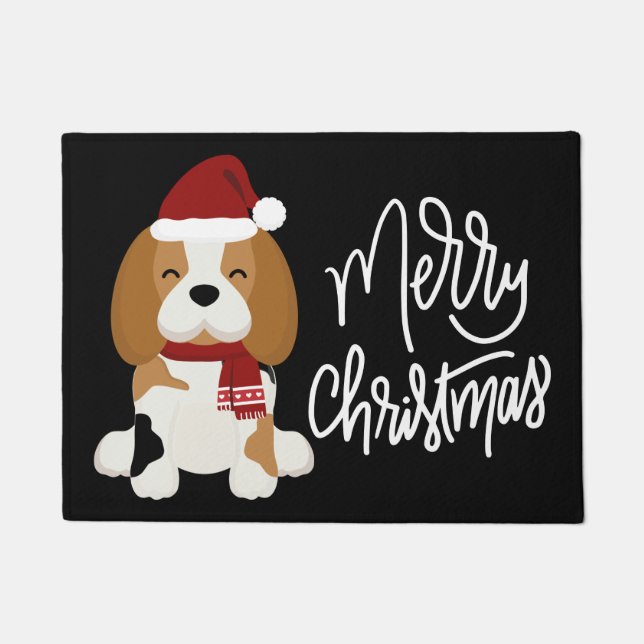 Felpudo Feliz Navidad | Beagle Santa Claus (Anverso)