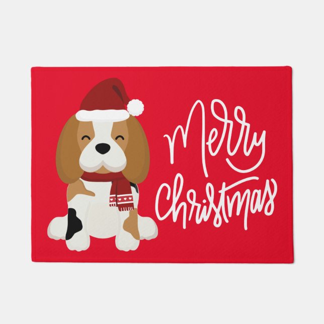 Felpudo Feliz Navidad | Beagle Santa Claus (Anverso)