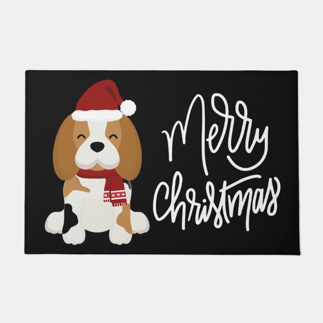 Felpudo Feliz Navidad | Beagle Santa Claus (Anverso)