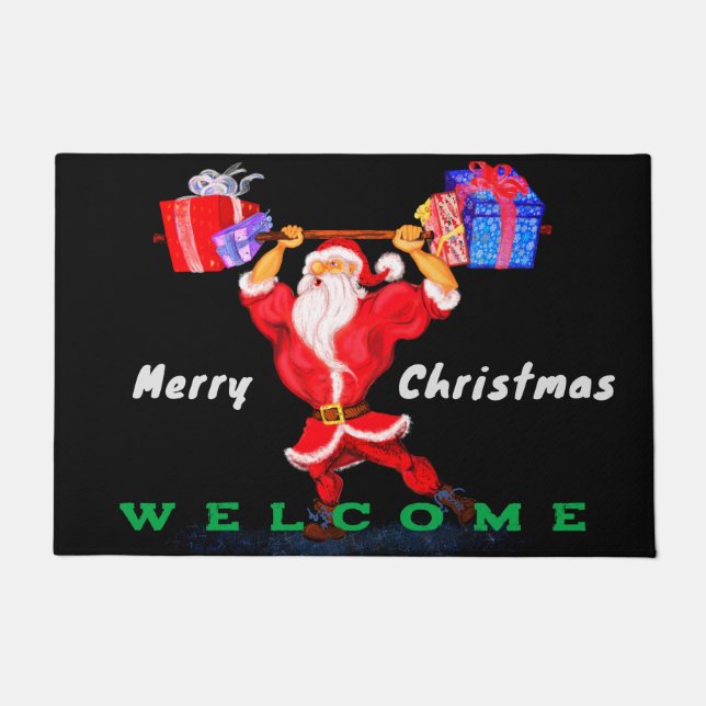 Felpudo Feliz Navidad Bienvenida Doormat Santa con regalos (Anverso)