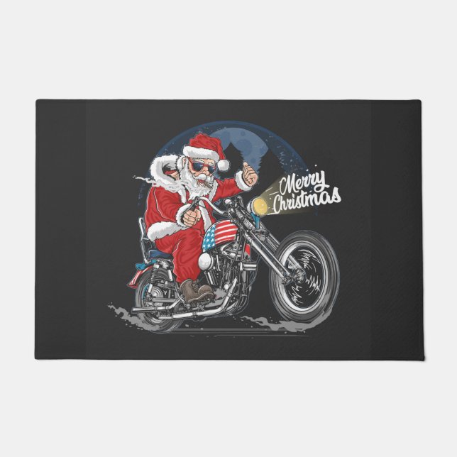Felpudo Feliz Navidad Biker Santa Doormat (Anverso)