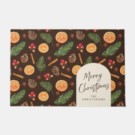 Felpudo Feliz Navidad Botánica Moderna Personalizada