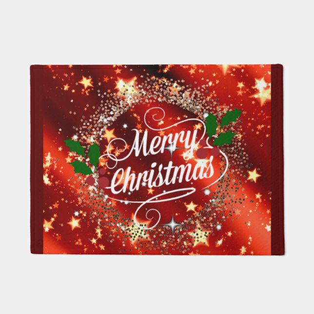 Felpudo Feliz Navidad brillante (Anverso)